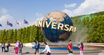 universal studios japan - osaka - the entrance with iconic globe