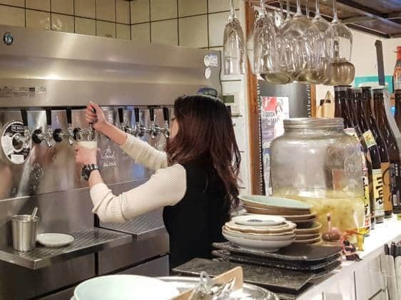 Pouring beer at Volta