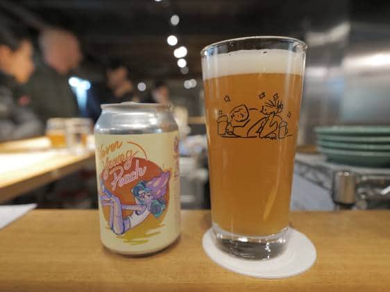 Peach beer at Stand Umineko Koto