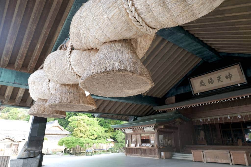 Shimenawa or sacred straw ropes at the main hall of Izumo Taisha, Izumo, Shimane